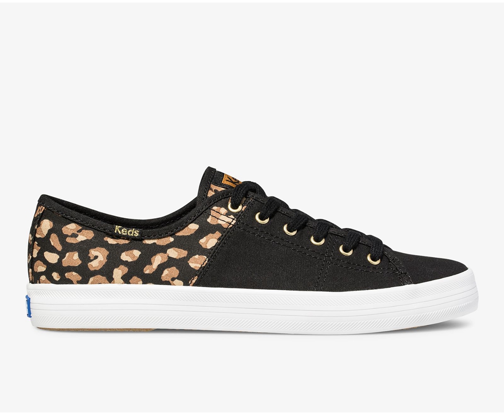 Zapatillas Keds Mujer Negras/Marrones - Kickstart 50/50 Leopard. - 590-LPURMJ